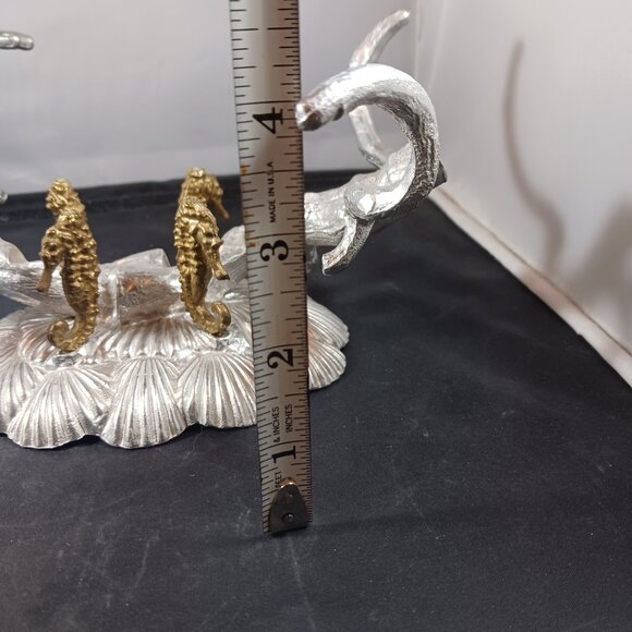 Vtg 1993 Arthur Court Aluminum Brass Seahorse Stand/Bowl Holder Signed - Picture 8 of 15